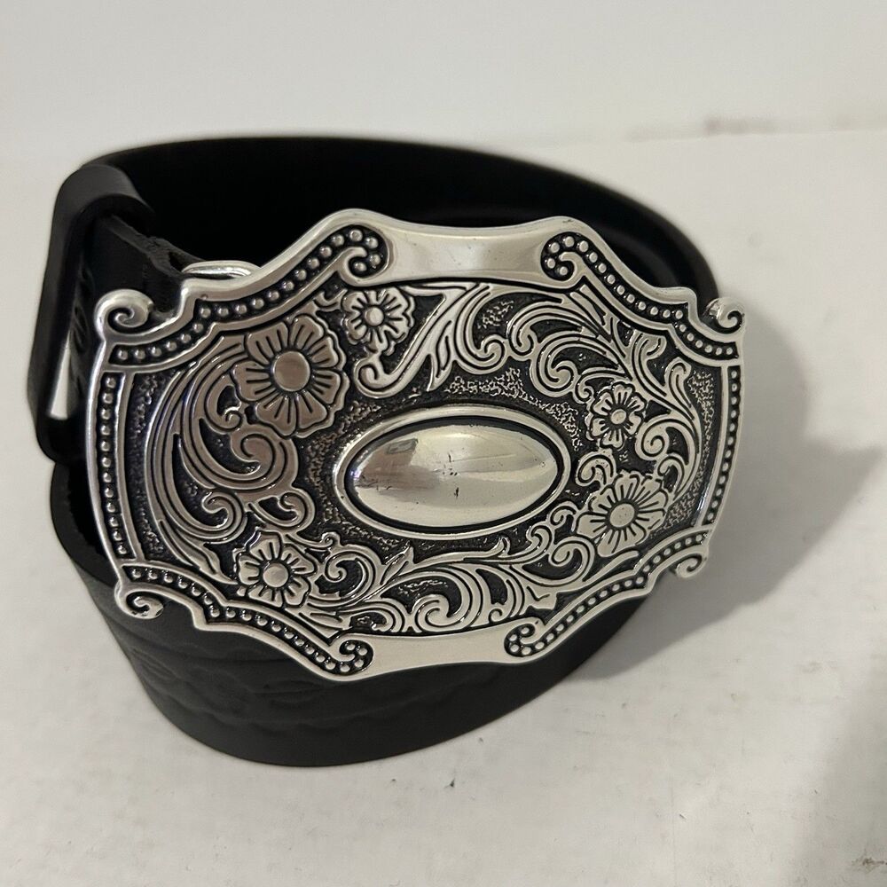 Antoniazzi Firenze Genuine Black Leather Belt Women Size Medium Made In Italy